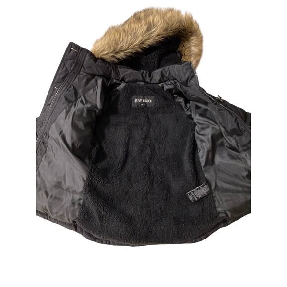 Steve Madden Girl’s Puffer‎ Jacket With Removable Faux Fur Hood Size 6X Black - Picture 4 of 7